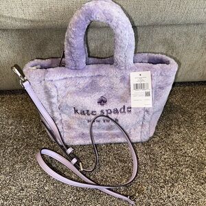 Kate Spade Lavender Faux Fur Tote NWT